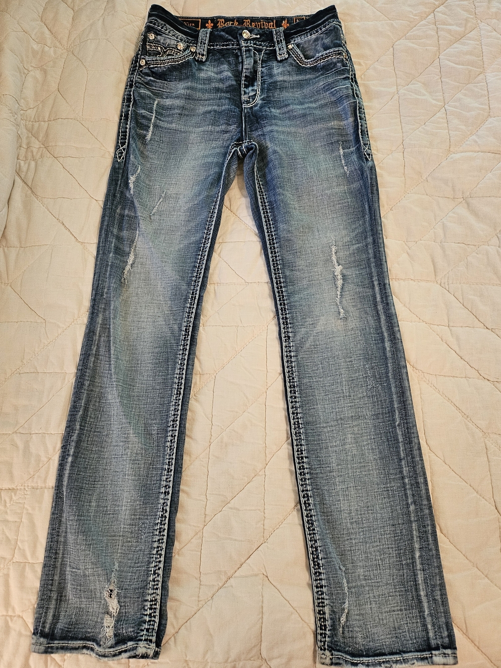 Rock Revival Distressed Easy Straight Jeans- Size 27
